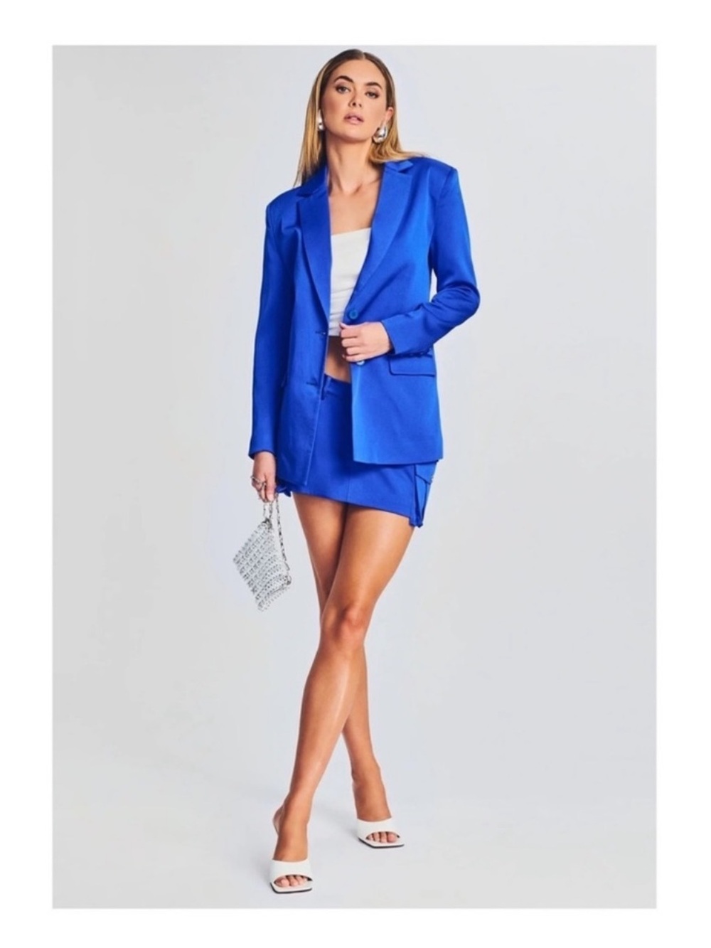 New! SER.O.YA Vienna Oversized Blazer Jacket in Royal Blue - Picture 4 of 12